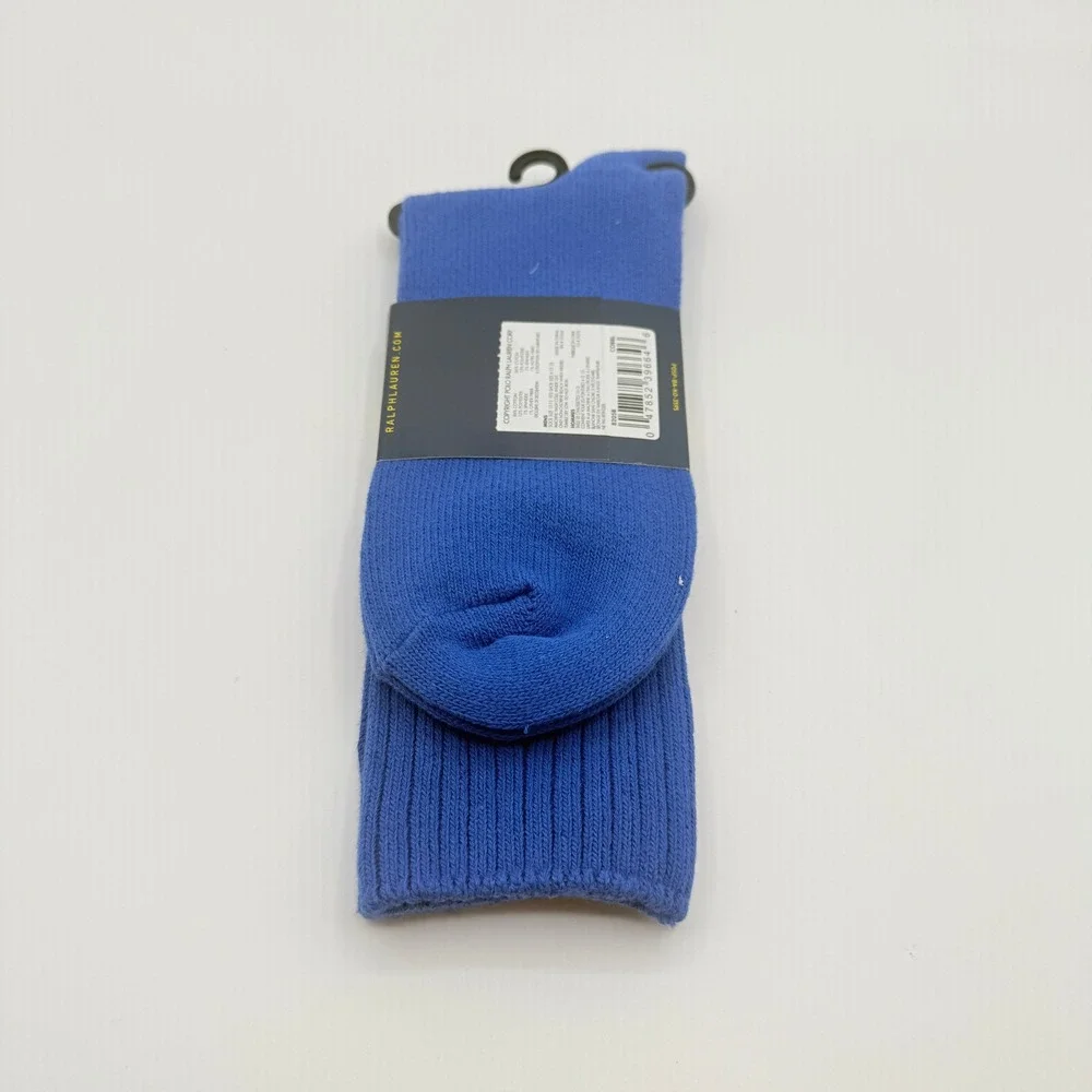 Polo Ralph Lauren Crew Socks Mens One Size Blue Pink Pony Logo Ribbed Cotton NEW